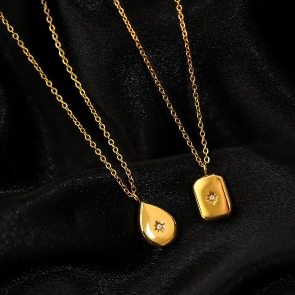 💧Insta 18K gold teardrop 🌟 star necklace - Picture 6 of 11